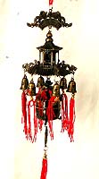 Metal made of ancient Chinese style house with multi bell hanging on bottom