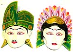 Assorted color male and femal buddha head mask, 2 pieces in a set