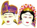 Assorted color male and femal buddha head mask, 2 pieces in a set