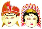 Assorted color male and femal buddha head mask, 2 pieces in a set