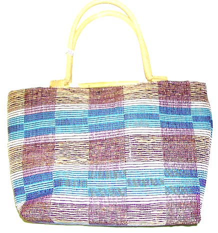 Asian handicraft - assorted color and design rattan hand bag with wooden handle