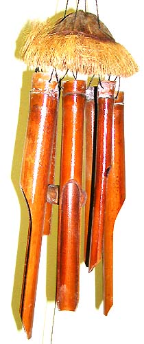 wood bamboo wind chime outdoor decor supply wholesale Windchime -Plain bamboo windchime with hair on top