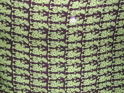Wholesale batikwear - Natural black fashion sarong wrap with multi greenish cartoon figure design 