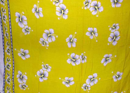 Batik sarong,summer dress - Greenish yellow background color fashion Batik sarong wrap with white flower design