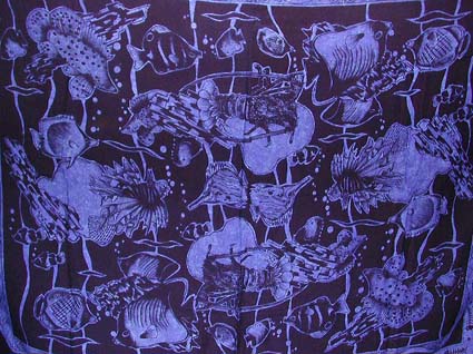 Sarong wholesale, pareo long wrap-Sea life sea creatures in deep dark ocean rayon beach wrap