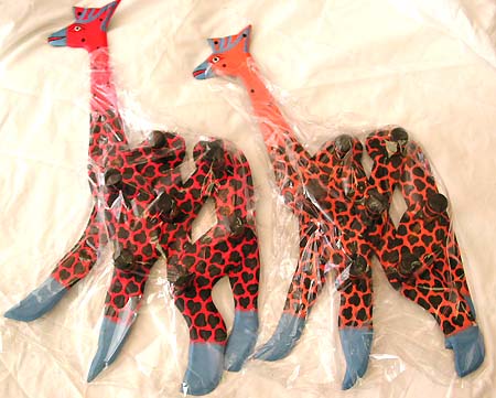 Unique accessory for animal lover - assorted color wooden giraffe hook