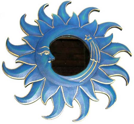 Accessory decor gift home - assorted color double fire edge moon and shooting star design wooden mirror
