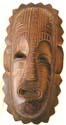 Oval shape spiky edge brown man face mask with empty eye hole and mouth, line pattern decor on face and forehead