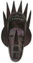 Natural black long oval shape spiky top face mask with carved eyes, nose and mouth 