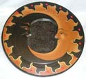 Black and tan color 2 moon design rounded mirror