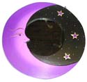 Purple moon and star on black sky design fashio wooden mirror