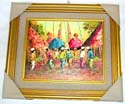 Golden edge decor assorted design fashion oil painting picture from Bali artists, randomly pick