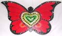 Assorted color buttefly wooden mobile with heart shape pattern rotating center 