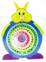 Color painted rabit wood mobile with circular rotating center 