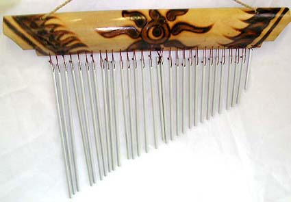 Fire burn pattern decor wooden dream chime with slope shape metal pipes