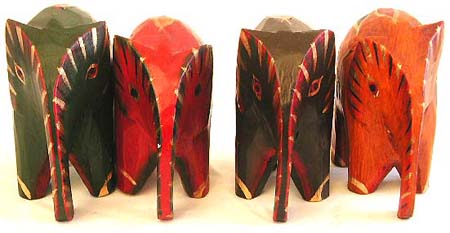Color painting Indonesia wooden elephant set, set of 4 pieces 