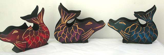 Color painting wooden dolphin napkin holder, assorted color randomly pick