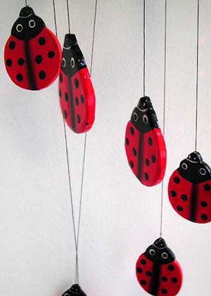 Red lady bug design wooden mobile 