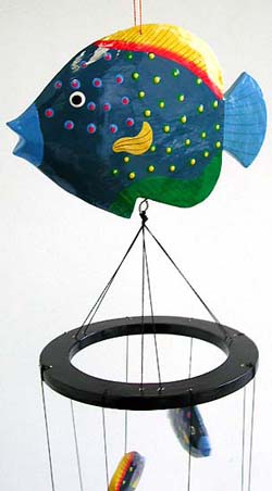 Color painting tropical fish wooden mobile, assorted color randomly pick 