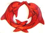Tropical hard wood made of kissing dolphin abstract carving 