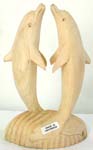 Abstract carving white hard wood double dolphin statue