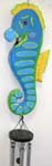 Blue color painted sea horse windchime with 4 metal pipes