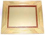 Large rectangular wooden photo frame with bamboo strip forming pattern around edge