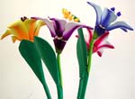 Assorted color wooden lily flower with green leaf and stem, randomly pick by our ware house staffs