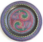 Batik pattern design rounded wooden plate, assorted design randomly pick
