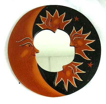 wholesale decorative wall mirror handcrafted in Bali, sun moon mirrors wall art frame include glass