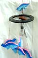 Painting blue pinkish wooden dinosaur metal wind chime