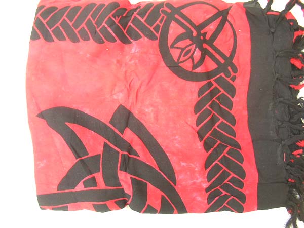Import distributor supplies Celtic art designed beach sarong wrap with knot and triqueta design