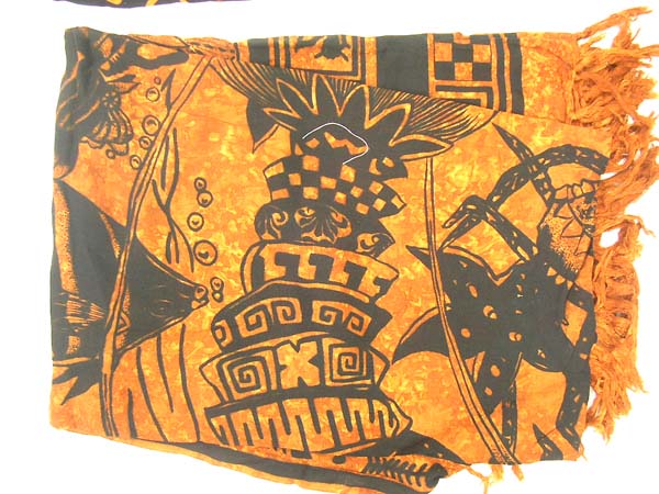 Fashion wear shopping catalog, Ocean life crafted indonesian sarong in orange and black