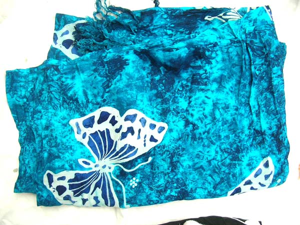 Trendy clothing gallery tie dye style bali scarf wrap with white butterfly pattern manufacturer