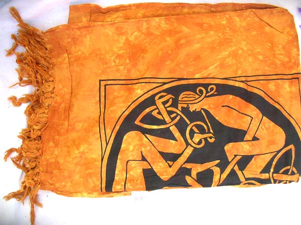 Urban wear manufacturer wholesales Celtic figure designed orange beach wear sarong