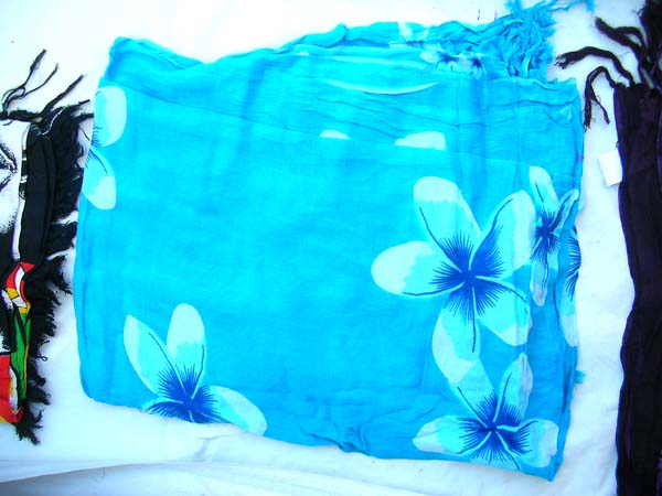 Urban style beach gift supply catalog wholesales Light blue pareo bali sarong with garden flower design