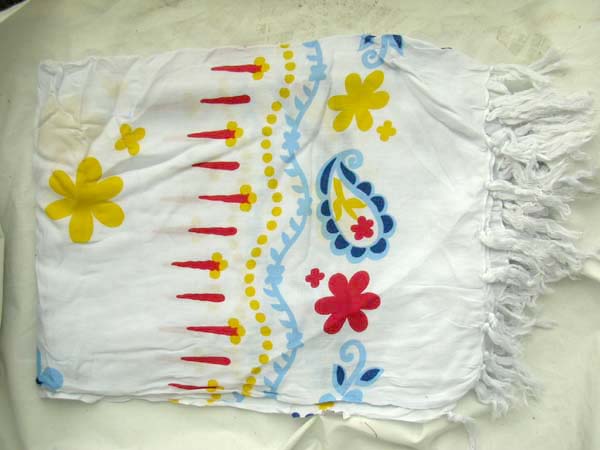 Fun summer beach sarong with unique floral and paisley design from tropical island wear export manufacturer