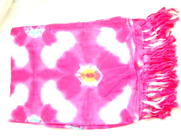 Tropical resort supply catalog shopping, Cool summer bali sarong in pink with tie dye fashion decor