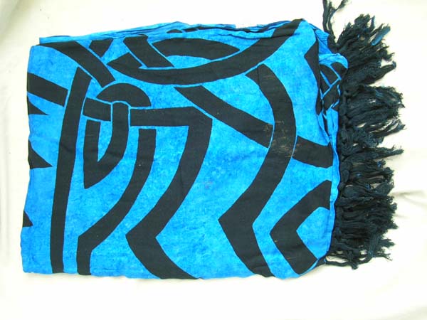 Urban spring wear sarong wrap with black celtic knot design on royal blue from spring collection wholesale supplier