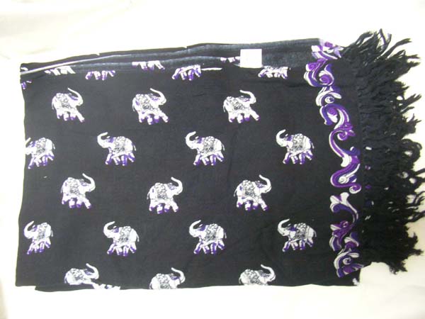 White elephant pattern on black indonesian summer wrap around from online b2b trade company exchange