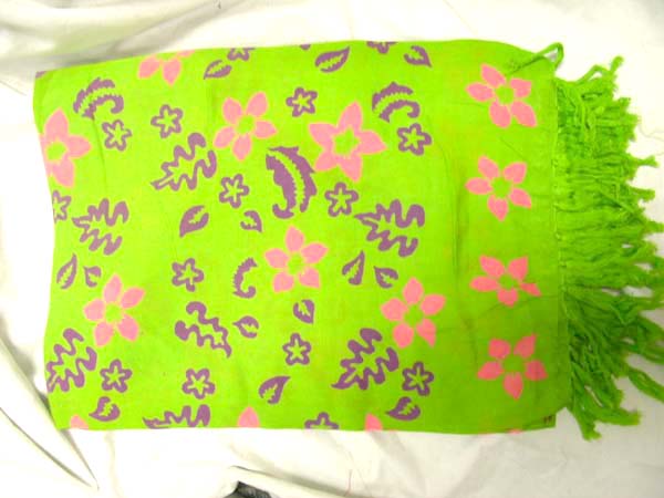 Spring flower and leaf pattern on lime green leisure wrap dress  from international sarong export distributor