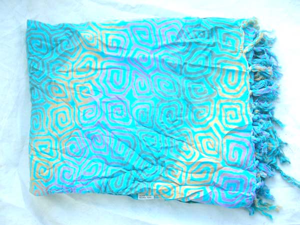 Hawaiian vacation apparel wholesaler, Beautiful sky blue balinese sarong skirt with spiral pattern