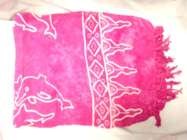 Teen girls, dolphin designed pink beach pareo sarong exported wholesale by online store
