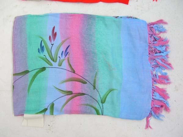 Island clothing supply distributor, Lovely batik shawl wrap on pastel colors and elegant floral and leaf design