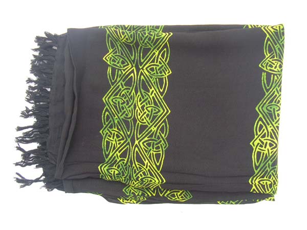 Fashion supplier exports quality Black and lime green designer sarong dress with celtic knot band decor 