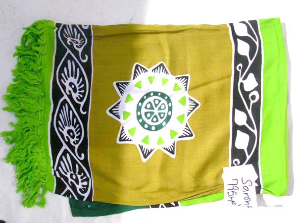 Urban beach wear balinese scarf wrap with unique sun design and leaf pattern from ladies apparel factory collection trader