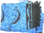 Wholesale boutique supplies Summer dolphin sea life pattern on blue batik shawl
