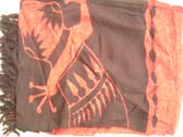 Tribal art inspired gecko theme Indonesian sarong shawl, beach apparel outsourcing company