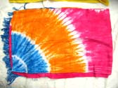 Jamaican tie dye island wear sarong in pink, blue and orange from distribution outsourcing catalog