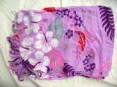 Island wear warehouse store, Hawaiian hibiscus print theme on light purple fashion sarong